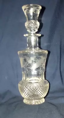 Buy Early Rare Edinburgh Crystal Etched Thistle Etched Small Decanter 225mm Tall • 99.99£