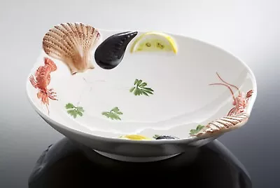 Buy BASSANO Size Seafood Round Bowl Italian Ceramic 33x10 Relief • 32.80£