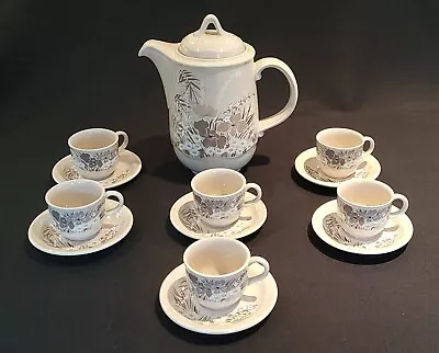 Buy Vintage Poole Pottery Coffee Set, Pot, Cups & Saucers - (Mandalay Design) • 49£