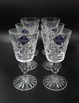 Buy Vtg Edinburgh Crystal 'Lomond' Wine Glasses X 6, 14cm (5.5 ) Tall - Dicontinued • 48.75£
