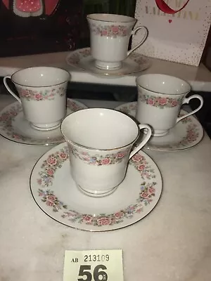 Buy 8pc Set VTG Bone China Pink Rose Ditzy Chintz Floral Patterned Cups & Saucers • 4.70£