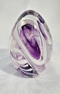 Buy Heron Glass Purple And White Egg Paperweight - 9 Cm - Gift Box - Hand Crafted UK • 28£