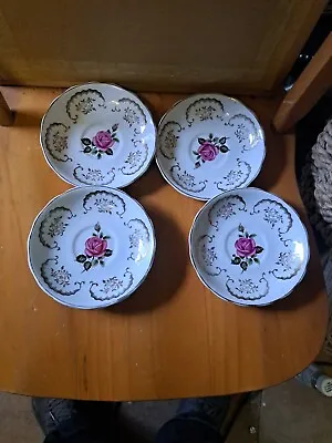 Buy Adderley Saucers Dresden Pattern English C1910s 14cm Wide  Hand Painted Set Of 4 • 10£