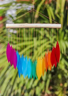Buy Glass Wind Chime Rainbow Leaves Garden Art Window Home Decor Rainbow • 19.95£