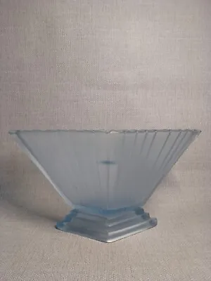 Buy Vintage Art Deco Bagley Blue Frosted Glass Grantham Vase 1930s UK Only  • 13£