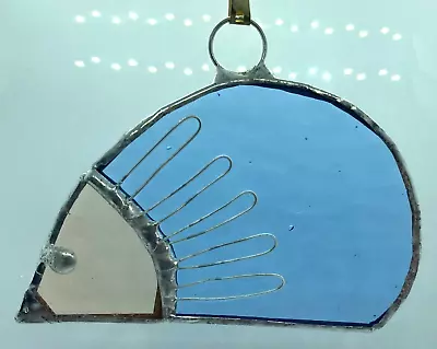 Buy F112 Stained Glass Suncatcher Hanging Hedgehog Blue 10cm • 9.50£