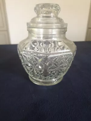 Buy Vintage Glass Jar  Pot Container With Stopper Lid 8 Sided Sweets L4 • 5.99£