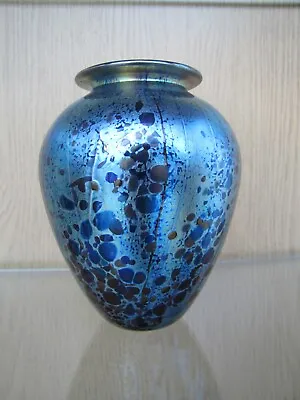 Buy Isle Of Wight Original, Iridescent Vase, Colours Blues And Navy • 75£