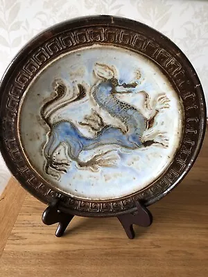 Buy Antique GreCram Belgium Art Pottery Dragon Wall Plate Charger • 50£