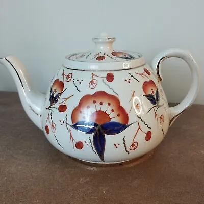 Buy Antique, C.1900, Staffordshire 'Gaudy Welsh' Teapot 'Oyster' Pattern • 11.95£