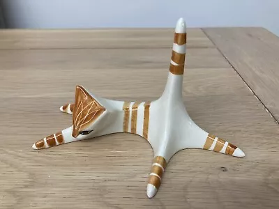 Buy Vintage Jersey Pottery Stripey Ginger Cat Ornament/ring Holder Hand Painted • 40£