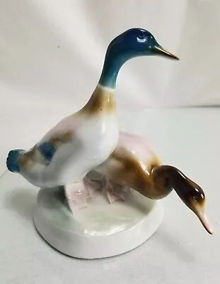 Buy Zsolnay Pecs Glazed Porcelain Figurine 2 Mallard Ducks Decoy Made In Hungary • 61.63£