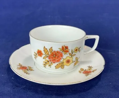Buy Vintage Thomas Bavaria Tea Cup & Saucer Orange Flower Gold Trim • 13.77£