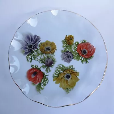 Buy Vintage 1960s Pilkington  Chance Glass  Plate 21cm (Floral Flowers Ruffled Edge) • 20£
