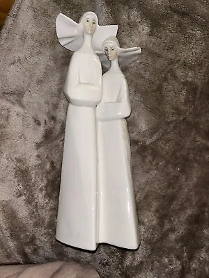 Buy Vintage Rare #4611  Lladro Two Nuns In White Porcelain Figurine Matte 13  • 144.44£