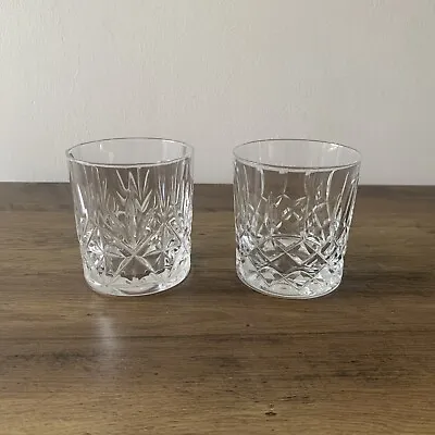 Buy Pair Whisky Water Glasses Tumblers Clear Crystal Two Different Patterns • 9.99£