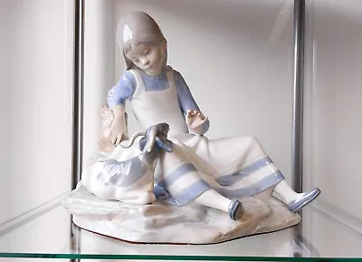 Buy Nao Lladro Sitting Girl With Goat - Large Figurine Ornament Statue • 50£