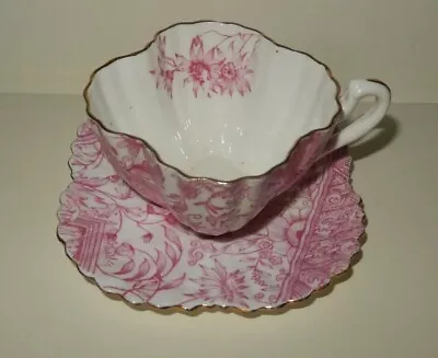 Buy Antique Foley Wileman Shelley Tea Cup Saucer Alexandra C1888 Dolly Varden Print • 59£