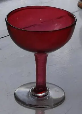 Buy Fine Art Deco Cranberry Champagne Glass With Hollow Stem C 1920 • 29.99£