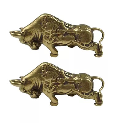 Buy 2 Pcs Brass Bull Figurine Ornaments Grace Decor Metal • 7.95£