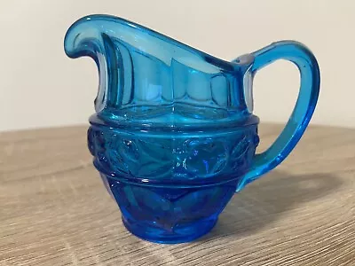 Buy Vintage Vibrant Aqua Blue Pressed Glass Milk Jug, Decorative, Kitchenalia, Rare • 5£