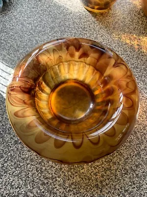 Buy Davidson Amber Cloud Glass Flower Bowl Art Deco Glass Bowl 1930s • 30£