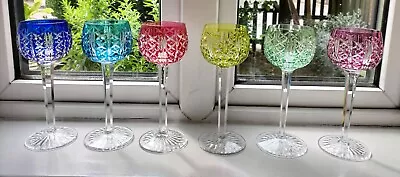 Buy 6  Large Art Deco  ST LOUIS  Crystal Riesling Hock Wine Glasses - All STAMPED • 350£