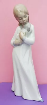 Buy Lladro/nao Figure Girl With Puppy In Her Arms • 7.99£