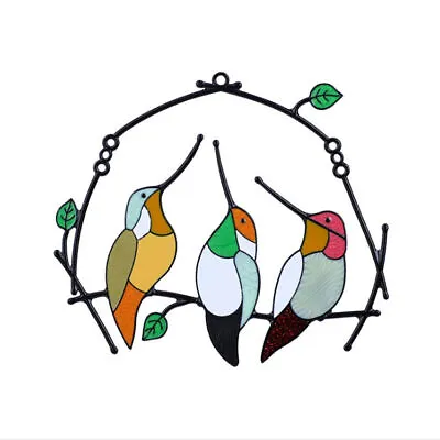 Buy Multicolor Bird Stained Glass Window  Balcony Home Hanging Outdoor Decor Chain • 9.35£