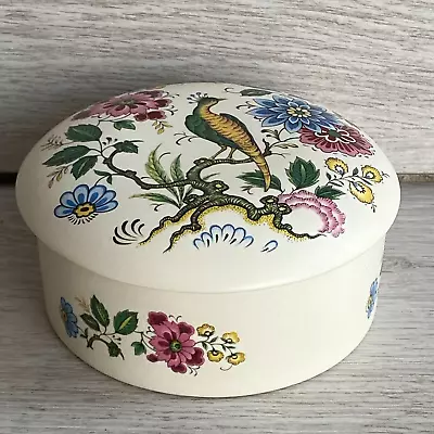 Buy Purbeck Ceramics Swanage Round Lidded Pottery Trinket Pot Peacock Flower Design • 12.95£