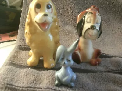 Buy Three Comical Italian Art Pottery Animals Two Dogs One Rabbit Tallest 12.5cm Hi • 8£