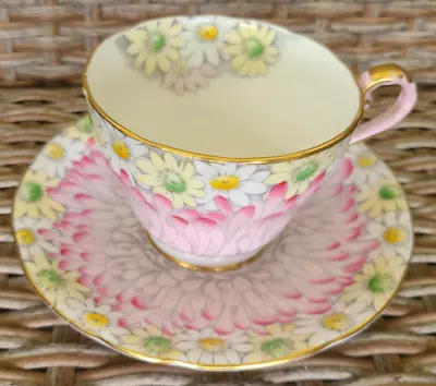 Buy Aynsley Pink Daisy Teacup And Saucer Set Bone China England • 81.52£