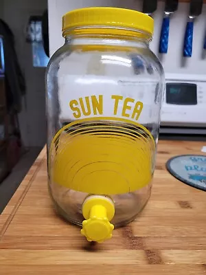 Buy Vintage Sun Tea Glass Jar Yellow J.M Werling 1 Gallon 1970s Retro Twist Spigot • 23.63£
