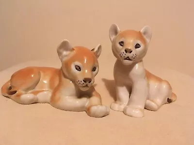 Buy Pair Of Lomonosov Tan Cute Lion Cubs USSR Porcelain Ornaments Figurines • 6.99£