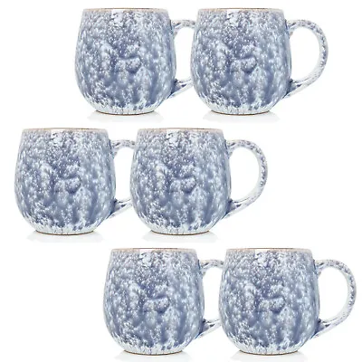 Buy 6pcs 500ml Stoneware Reactive Glazed Mug Pale Grey Coffee Ombre Mottled Speckled • 22.95£