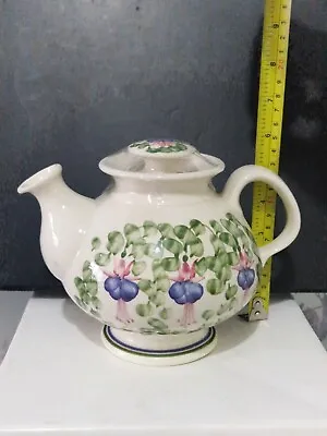Buy Cinque Ports Pottery The Monastery Rye Tea Pot  Fuschia Floral Pattern • 9.99£