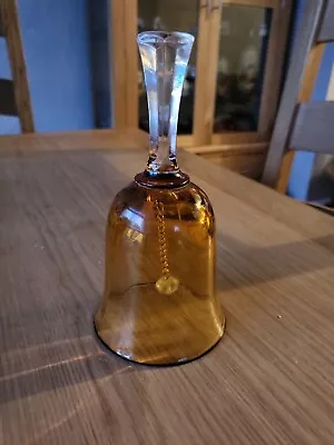 Buy Vintage Bohemia Glass Bell. Amber And Clear. 1970's. 18cm. • 6£