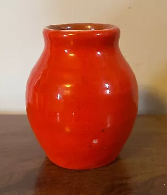 Buy American Art Pottery Vase Bright Orange Glaze Brown County Hills Pottery MCM • 158.89£