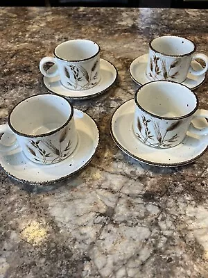 Buy Vintage Wedgwood Midwinter Stonehenge Wild Oats Coffee Cups & Saucers - 4 Sets • 28.76£
