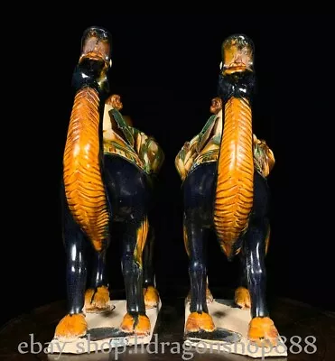 Buy 11.2  Old Chinese Tang Sancai Pottery Dynasty Animal Camel Statue Pair • 560£