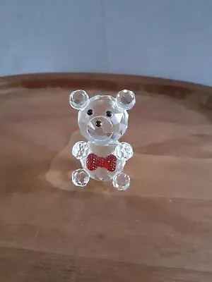 Buy Crystal Glass Bear With Red Bow Tie Small Ornament Collectable Figurine Gift • 6.99£