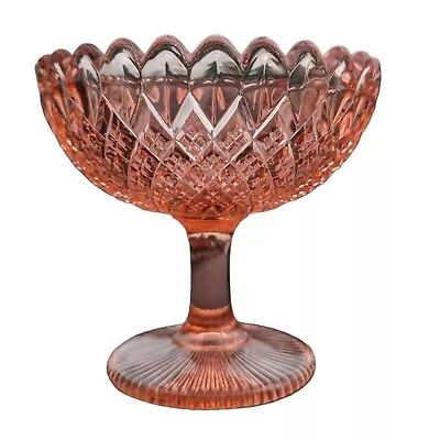 Buy Antique Davidson Pink Depression Glass Pedestal Bowl Diamonds & Mitres RD 254027 • 39.99£