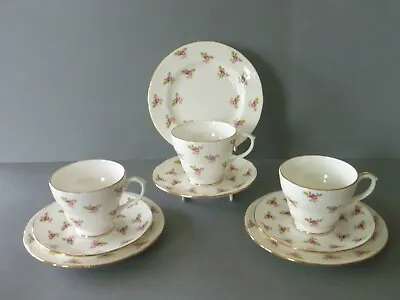 Buy Duchess Rosebud 3 Trio's: Tea Cups, Saucers, Side Plates - Pink Roses • 36£
