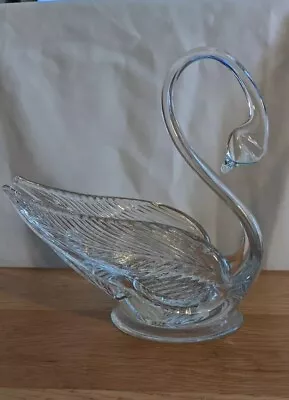 Buy Vintage Edinburgh Crystal Small Swan Glass Figure Art Figurine Clear Decor 14cm • 25£