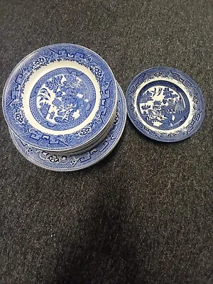 Buy Woods Ware Blue Willow Plates 6 Dinner 10 Side #1007 • 15.99£