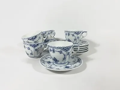 Buy 6x Royal Copenhagen Blue Fluted Half Lac 756 Coffee Cups & Saucers • 196.55£