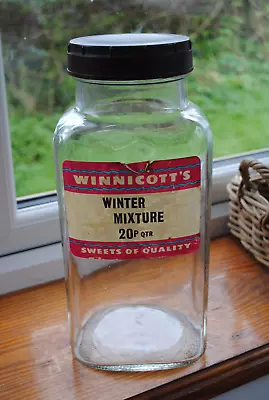 Buy Vintage Glass Sweet Shop Jar - Labelled 'winnicott's Winter Mixture' • 24£