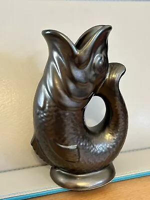 Buy Vintage Dartmouth Shiny Silvery Black  Fish Glug Jug 7 Inches  Gurgle Vase • 24£