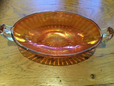 Buy Vintage Orange/Pink/Gold Lustre Glass Bowl/Dish 1950's Classical Form 21cm 8  • 16£