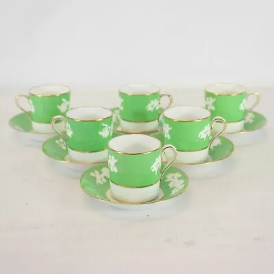 Buy COPELAND SPODE Vintage Green White Floral Bone China Demitasse Cups Saucers- MWD • 9.99£
